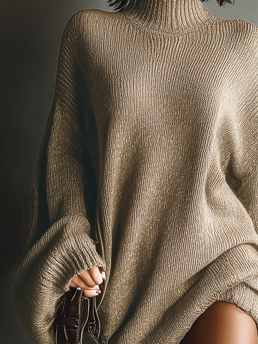 Vestido mini de punto de estilo vintage en color marrón caramelo para mujer MDA2367I6T