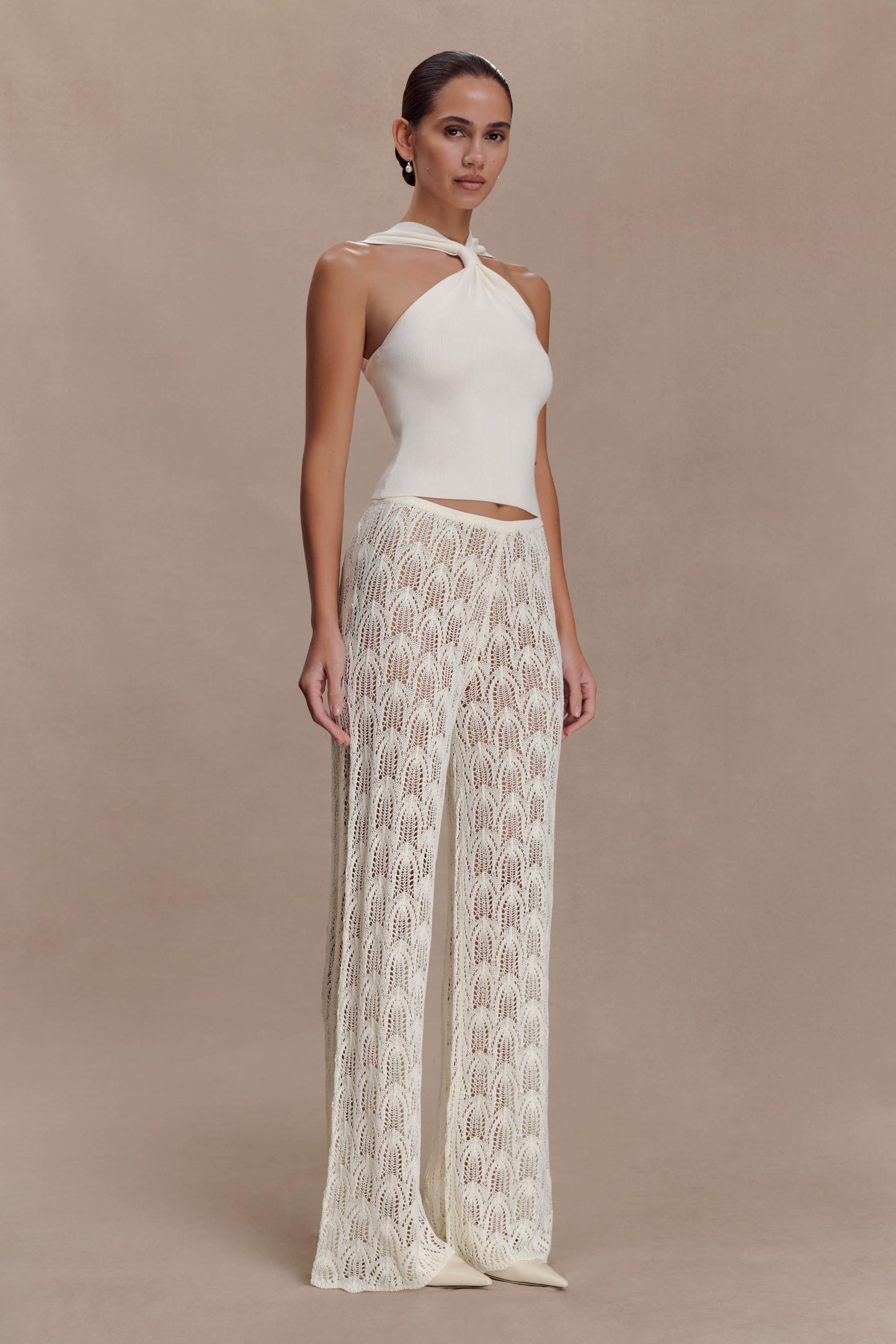 Top de punto con escote cruzado Angelika - Marfil