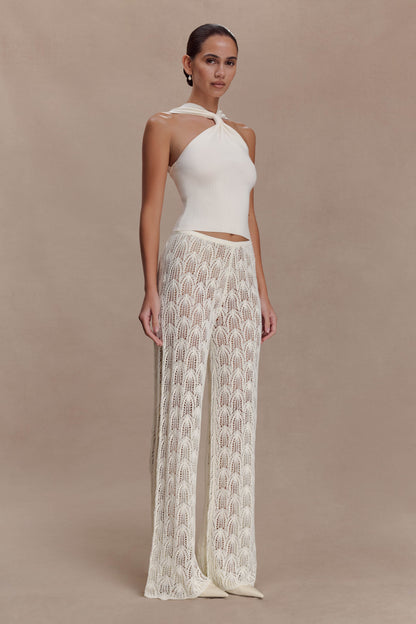 Top de punto con escote cruzado Angelika - Marfil