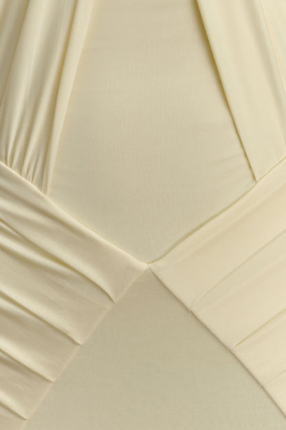 Vestido largo halter fruncido Indira - Limón