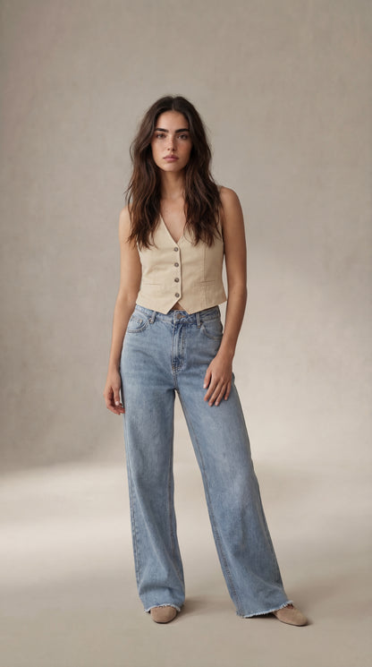 Vaqueros holgados con bajo sin rematar
