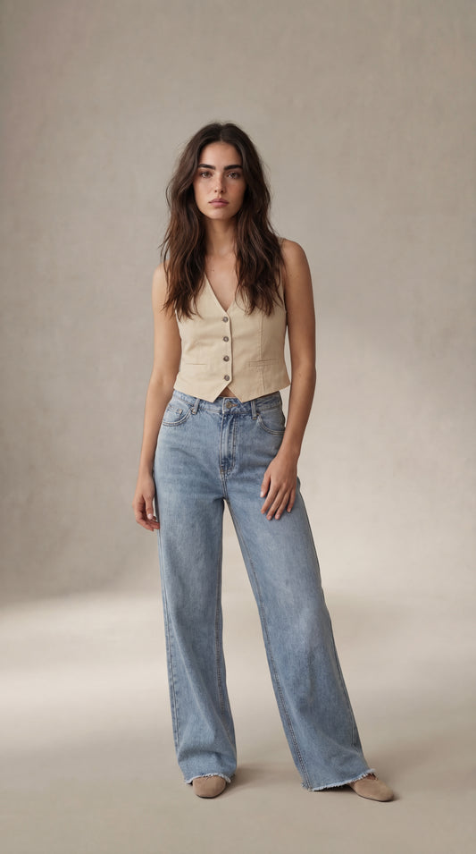Vaqueros holgados con bajo sin rematar