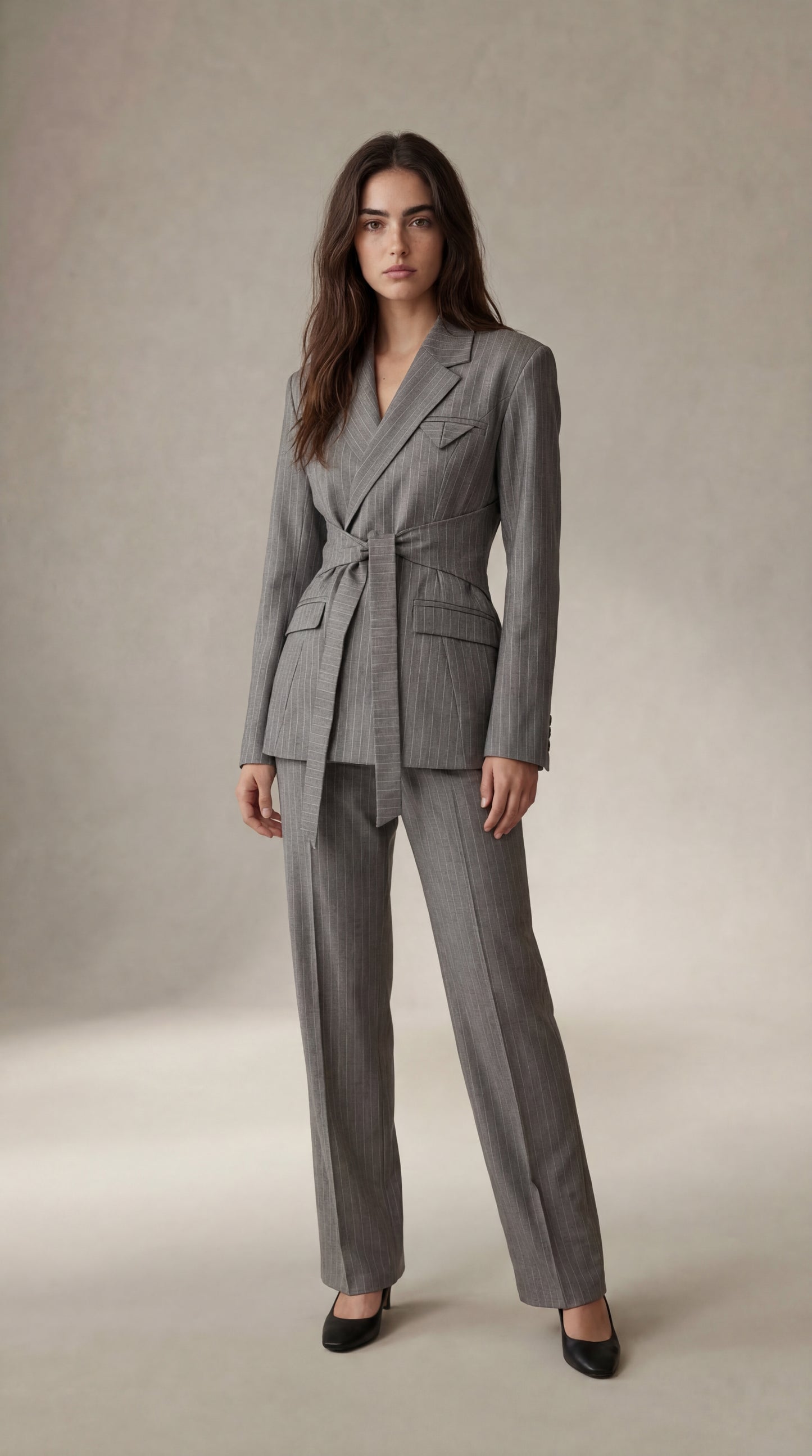 Delphine - Blazer cruzado con rayas diplomáticas - Gris