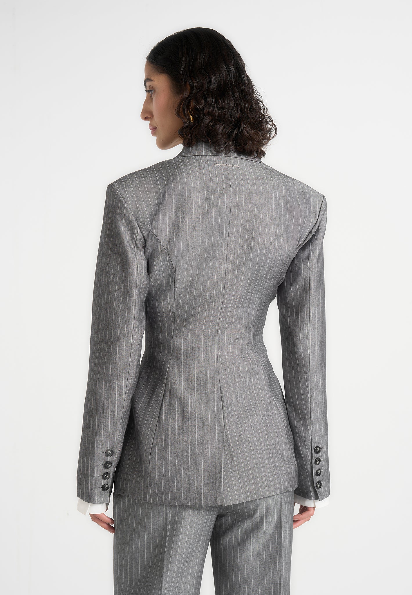 Delphine - Blazer cruzado con rayas diplomáticas - Gris