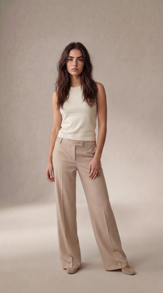 Pantalones de traje de cintura baja Britney - Beige