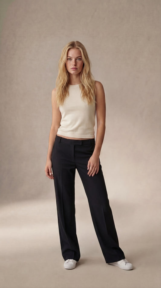 Pantalones de traje de cintura baja Britney - Negro